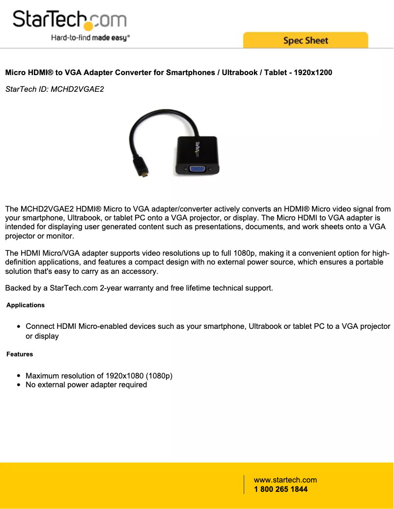 Image de la première page du manuel de l'appareil MCHD2VGAE2