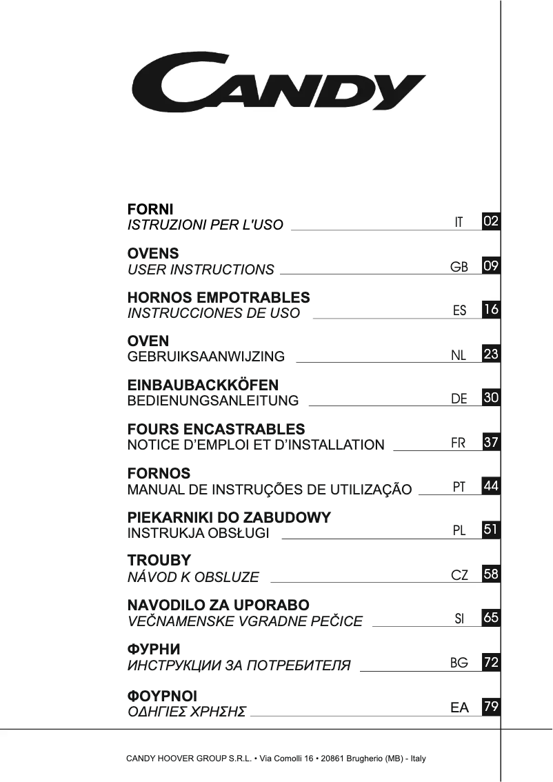 Page n°1 - Manuel utilisateur Candy FCC614BA/E