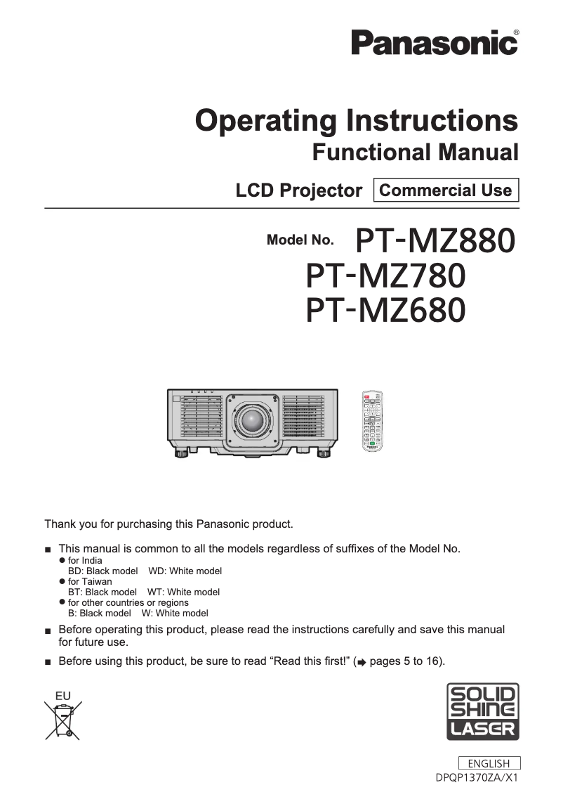 Image de la première page du manuel de l'appareil PT-MZ780