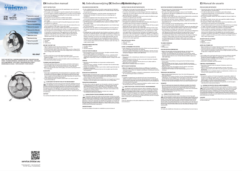 Page 1 de la notice Manuel utilisateur TriStar VE-5967