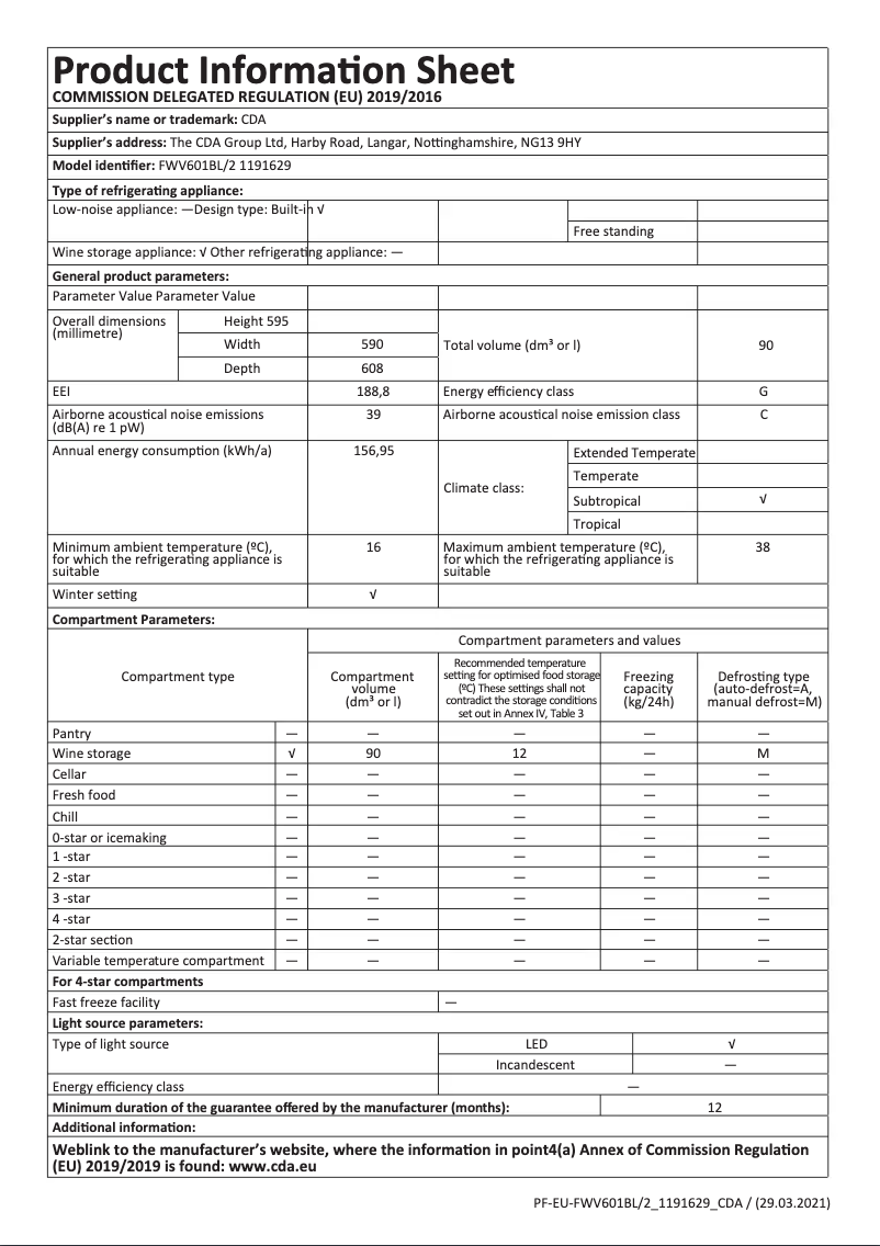 Image de la première page du manuel de l'appareil FWV601BL