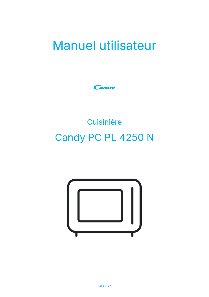 Page n°1 - Manuel utilisateur Candy PC PL 4250 N