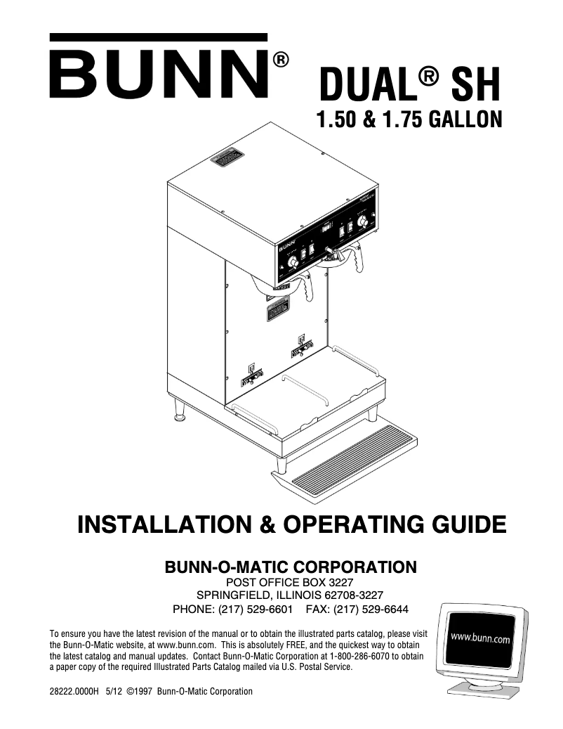 Page n°1 - Manuel utilisateur Bunn Dual SH Soft Heat DBC