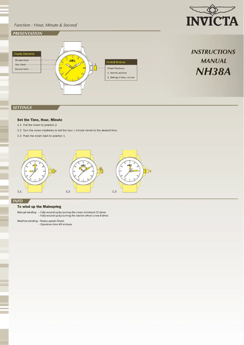 Page 1 de la notice Manuel utilisateur Invicta Pro Diver 20433