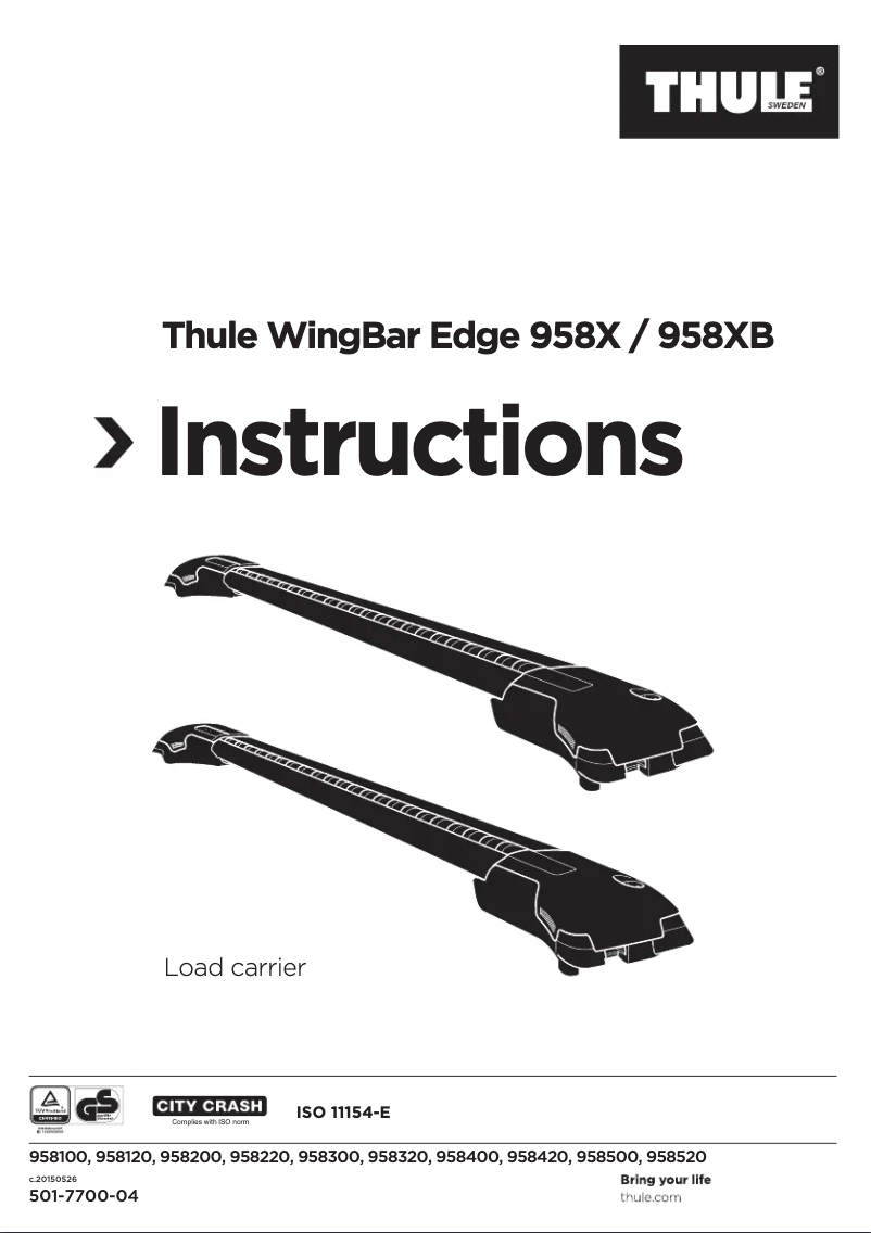 Image de la première page du manuel de l'appareil WingBar Edge 958X