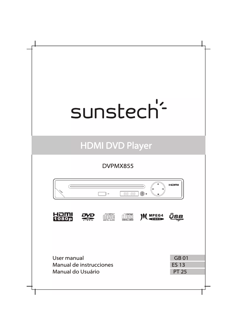 Page 1 de la notice Manuel utilisateur Sunstech DVPMX855