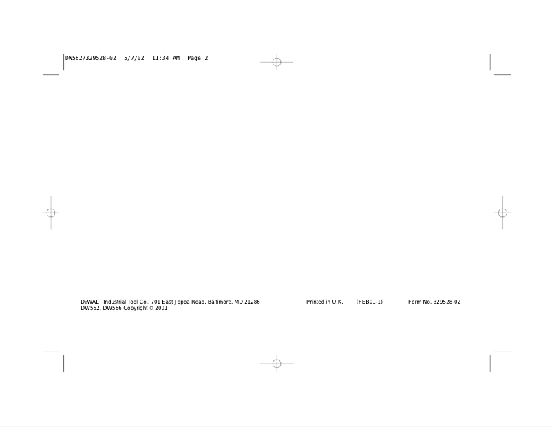 Page 1 de la notice Manuel utilisateur DeWalt DW562K