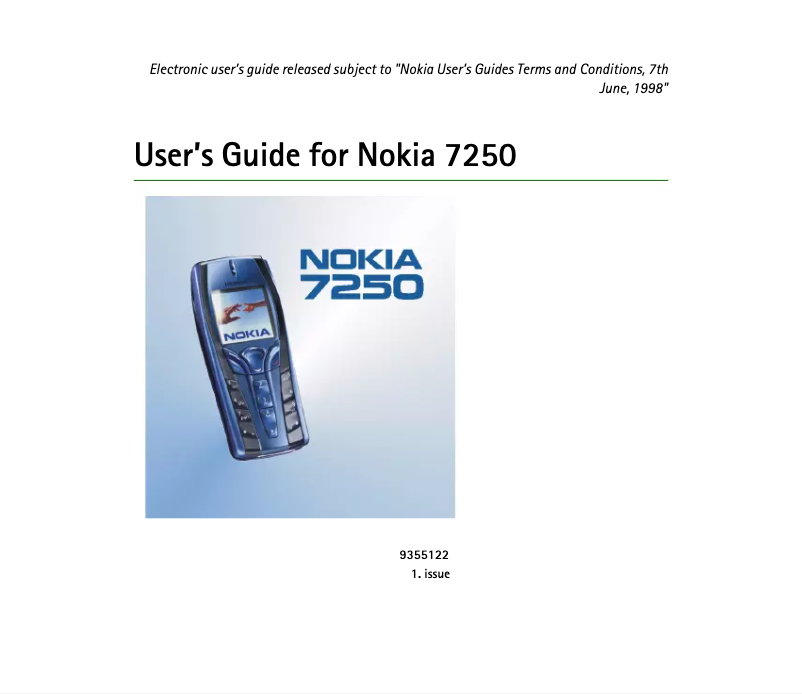 Page n°1 - Manuel utilisateur Nokia 7250