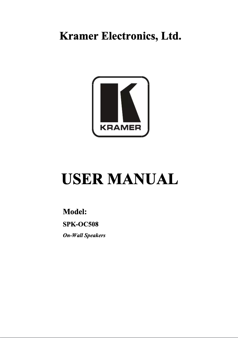 Page 1 de la notice Manuel utilisateur Kramer SPK-OC508