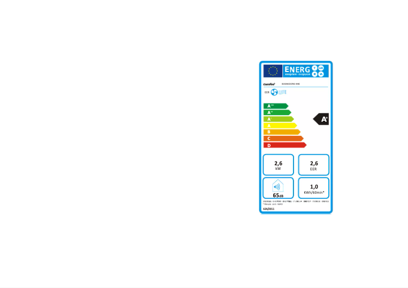 Page 1 de la notice Label énergétique Comfee SOGNIDORO-09E