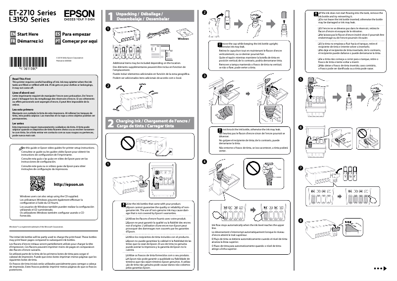 Página 1 del manual Guía de instalación Epson EcoTank L3156