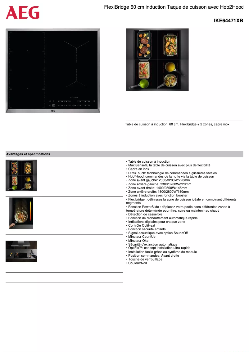 Página 1 del manual Ficha técnica AEG IKE64471XB