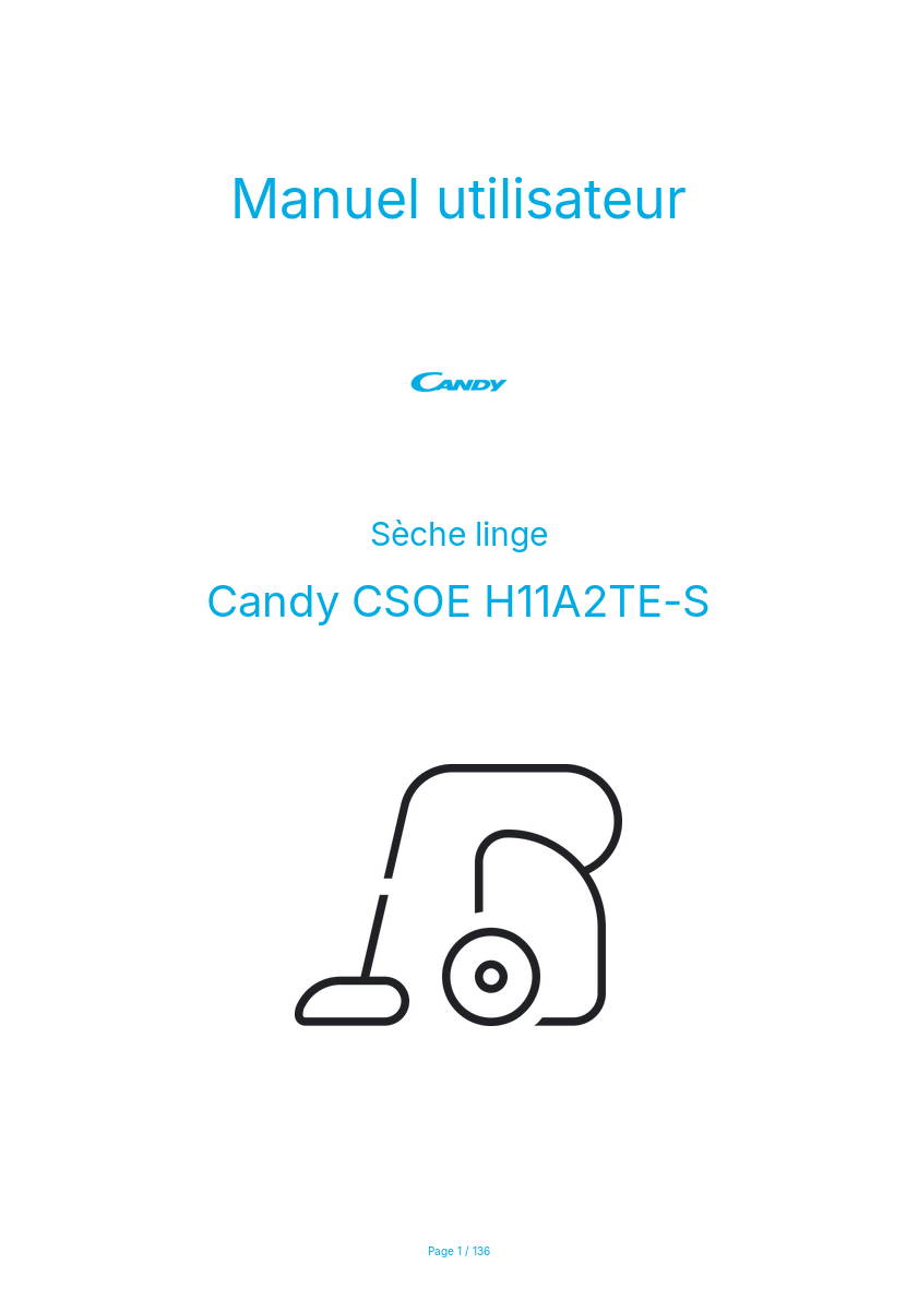 Page n°1 - Manuel utilisateur Candy CSOE H11A2TE-S