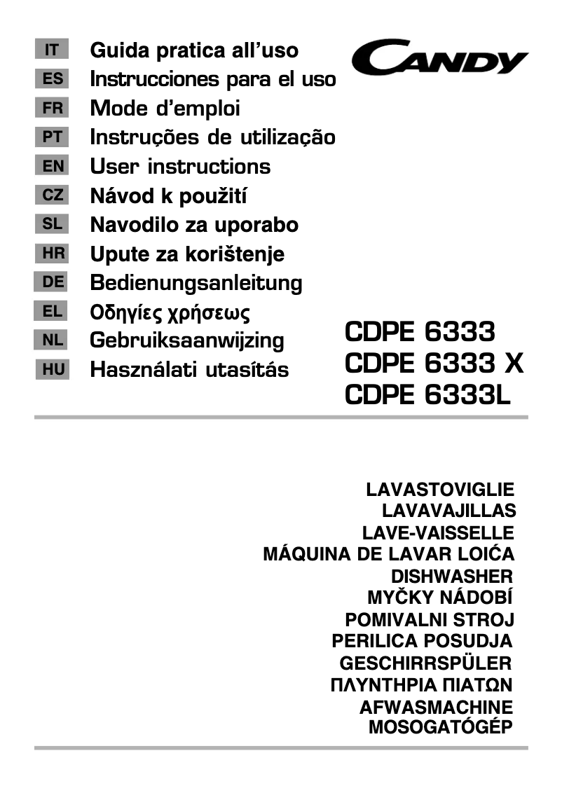 Page n°1 - Manuel utilisateur Candy CDPE 6333X