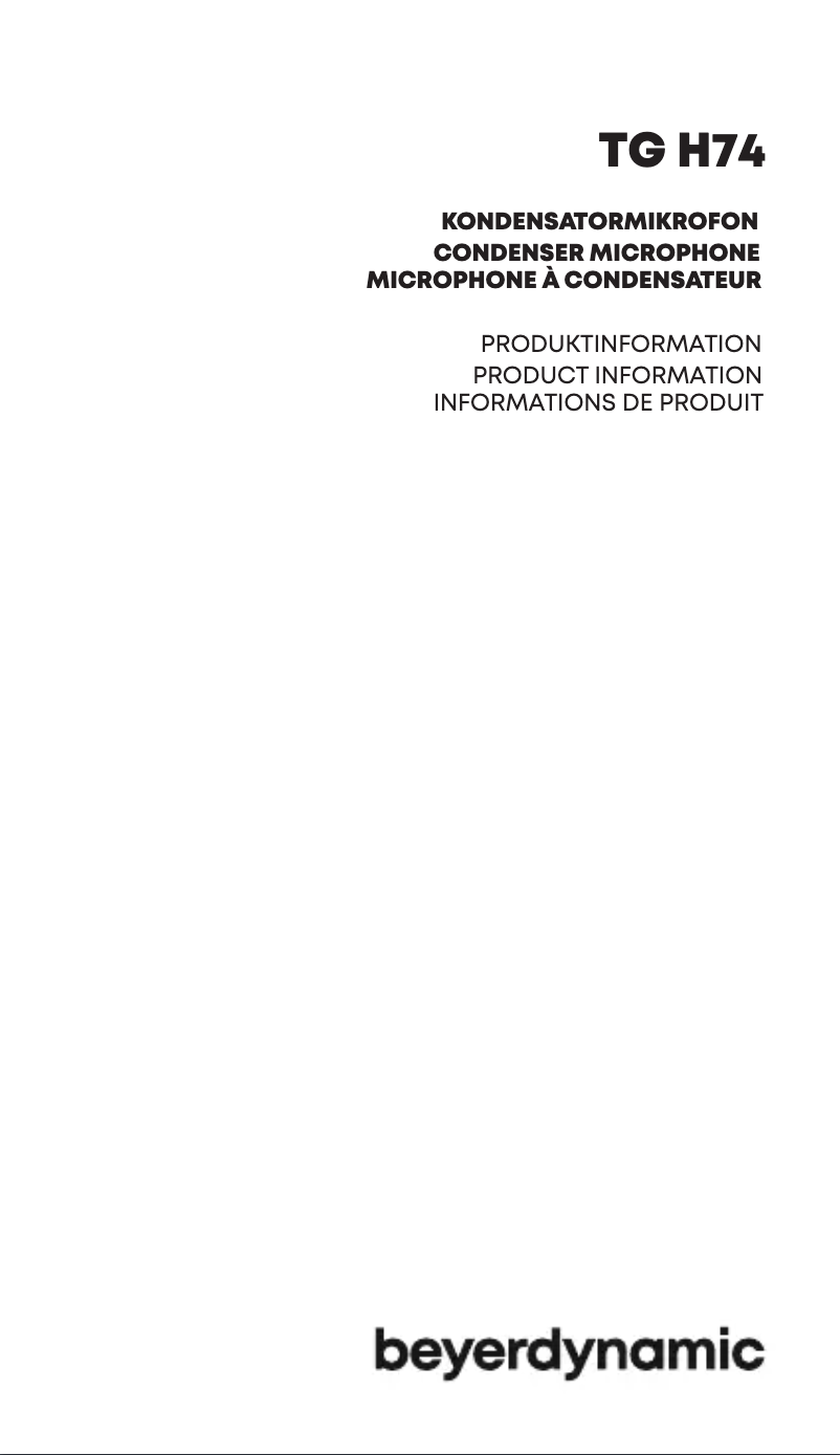 Page n°1 - Manuel utilisateur Beyerdynamic TG H74