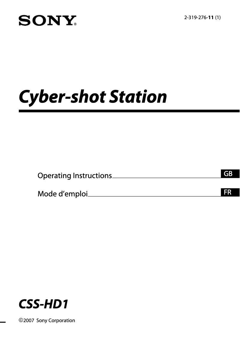 Page 1 de la notice Manuel utilisateur Sony CSS-HD1