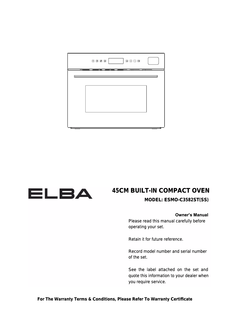 Page 1 de la notice Manuel utilisateur Elba ESMO-C3582ST(SS)