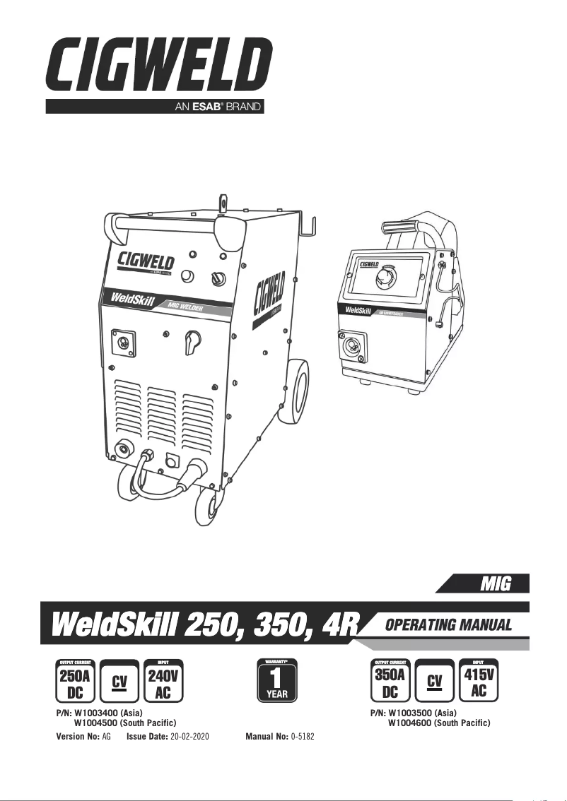 Image de la première page du manuel de l'appareil WeldSkill 250