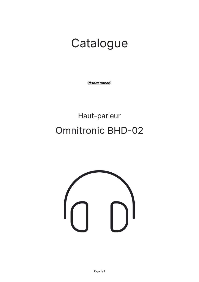 Page n°1 - Catalogue Omnitronic BHD-02