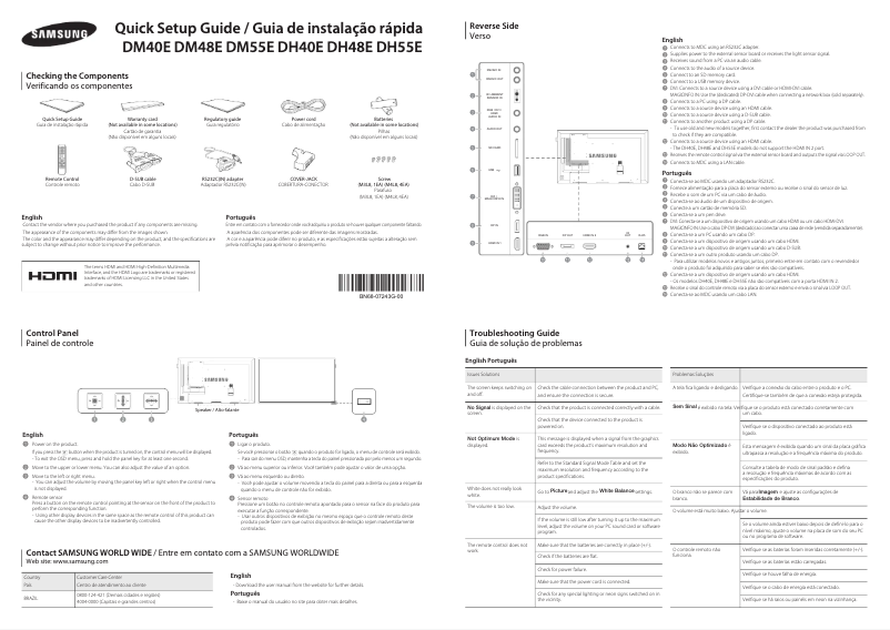 Page 1 de la notice Guide d'installation Samsung DM55E