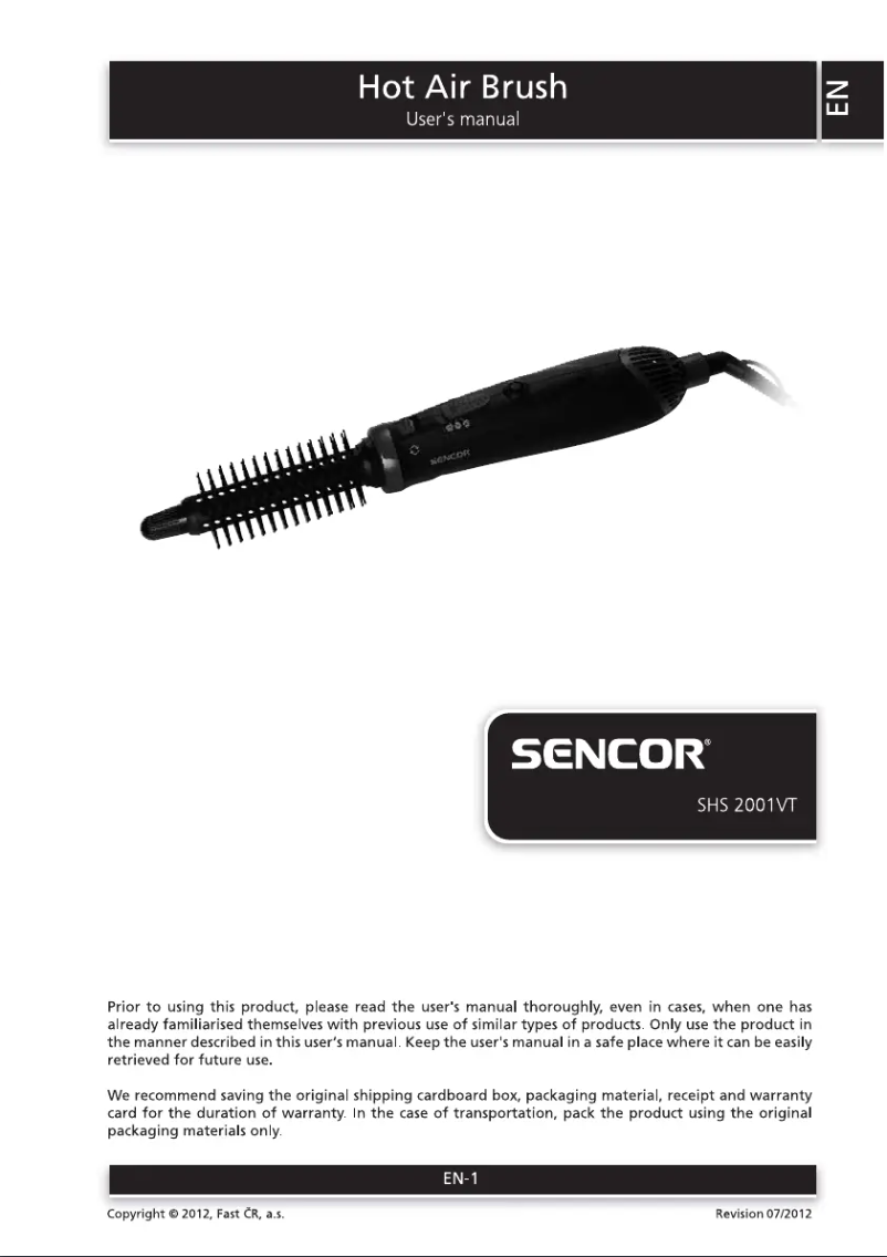 Page n°1 - Manuel utilisateur Sencor SHS 2001VT
