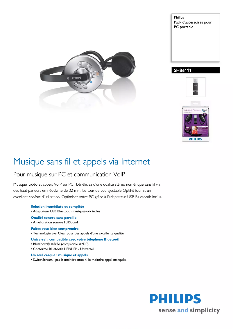 Image de la première page du manuel de l'appareil SHB6111