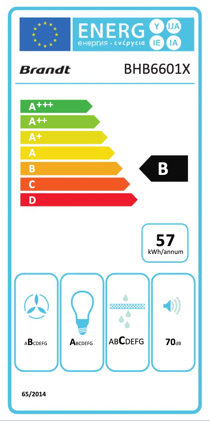 Page n°1 - Label énergétique Brandt BHB6601X