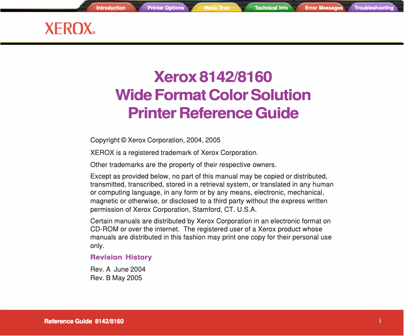 Page 1 de la notice Manuel utilisateur Xerox 8142