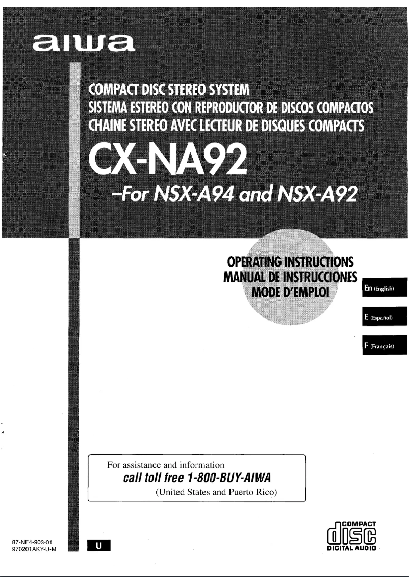 Page n°1 - Manuel utilisateur Aiwa CX-NA92