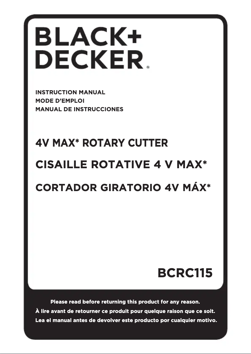 Page 1 de la notice Manuel utilisateur Black & Decker BCRC115