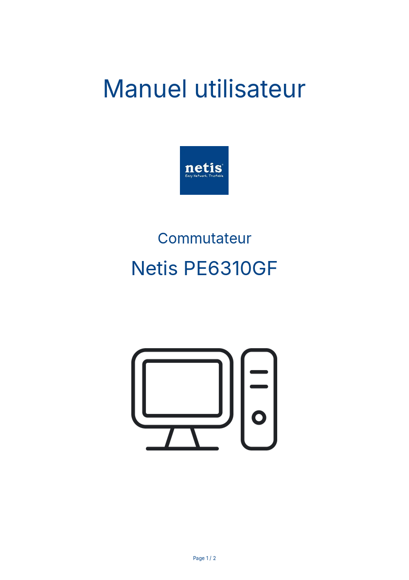 Image de la première page du manuel de l'appareil PE6310GF