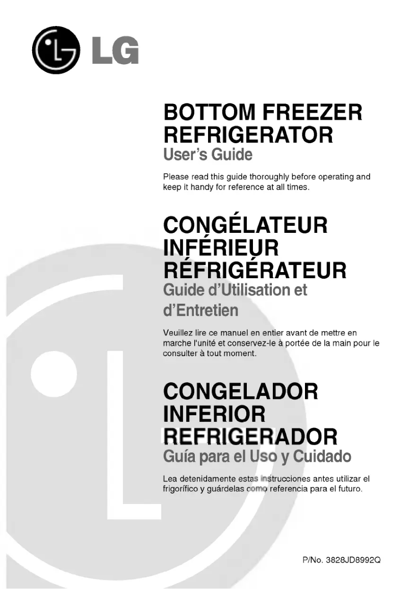 Page n°1 - Manuel utilisateur LG GR-B258JSF