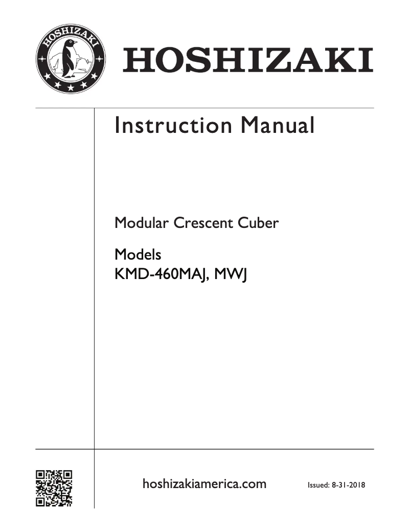 Page n°1 - Guide d'installation Hoshizaki KMD-460MAH