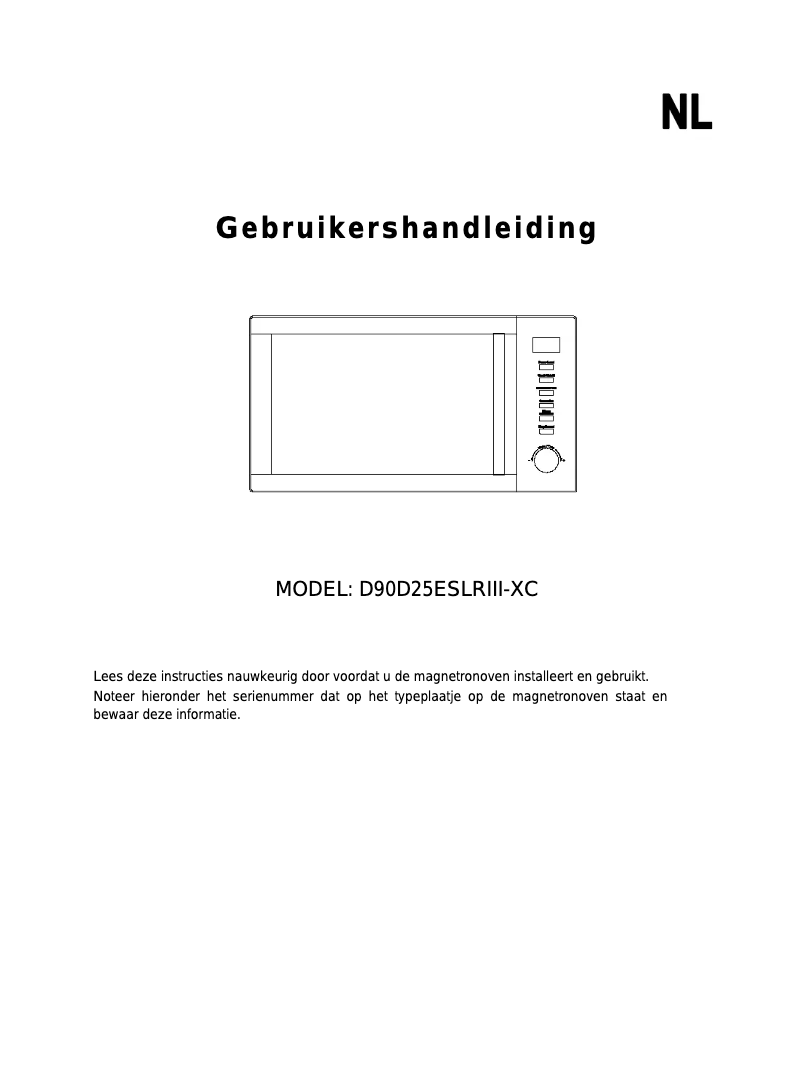 Page 1 de la notice Manuel utilisateur Galanz D90D25ESLRIII-XC