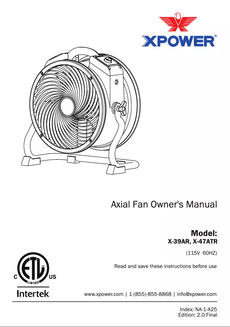 Image de la première page du manuel de l'appareil X-39AR