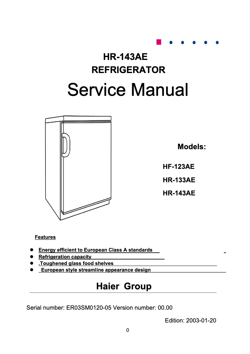 Page n°1 - Manuel utilisateur Haier HR-143AE