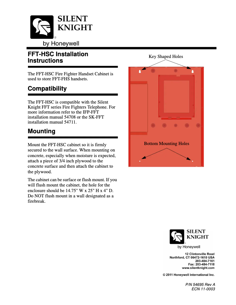 Page 1 de la notice Manuel utilisateur Silent Knight FFT-HSC