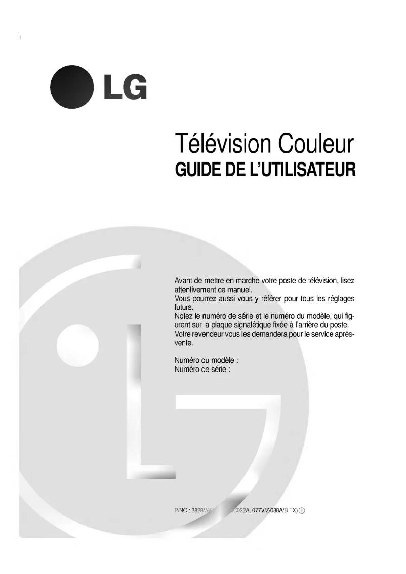 Page 1 de la notice Manuel utilisateur LG RT-25FB70VT