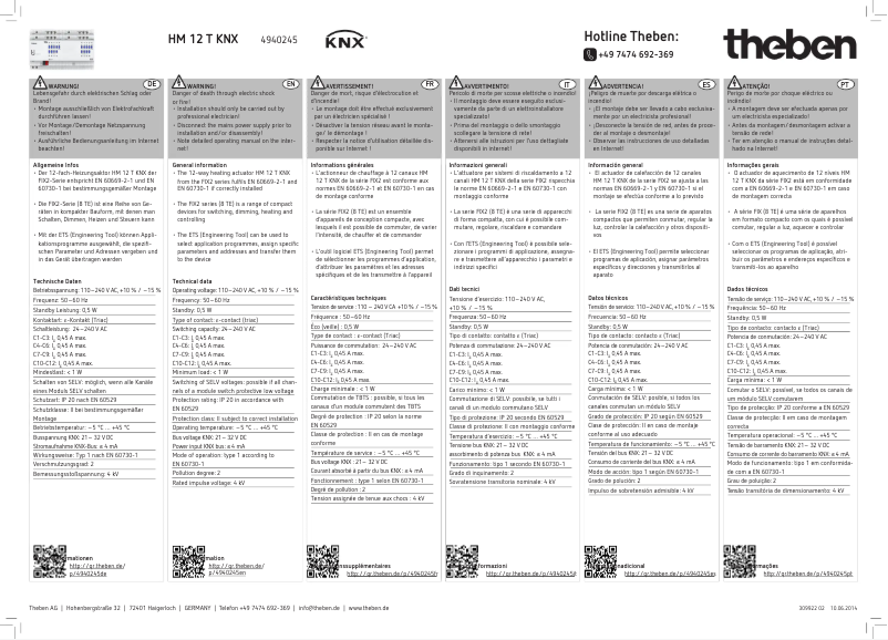 Page n°1 - Manuel utilisateur Theben HM 12 T KNX