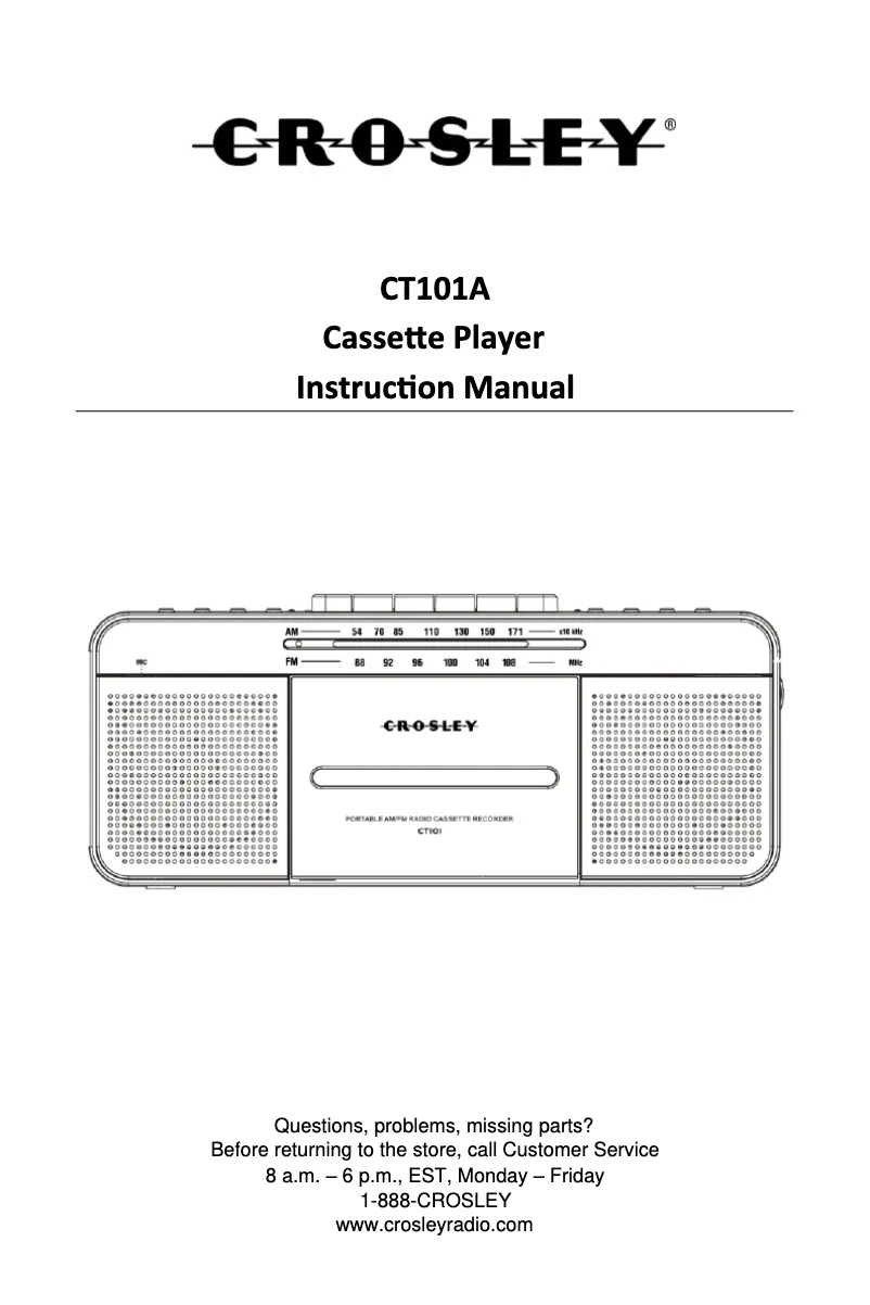 Page 1 de la notice Manuel utilisateur Crosley CT101A
