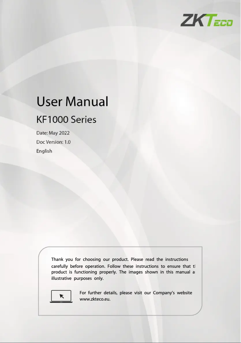 Image de la première page du manuel de l'appareil KF1100