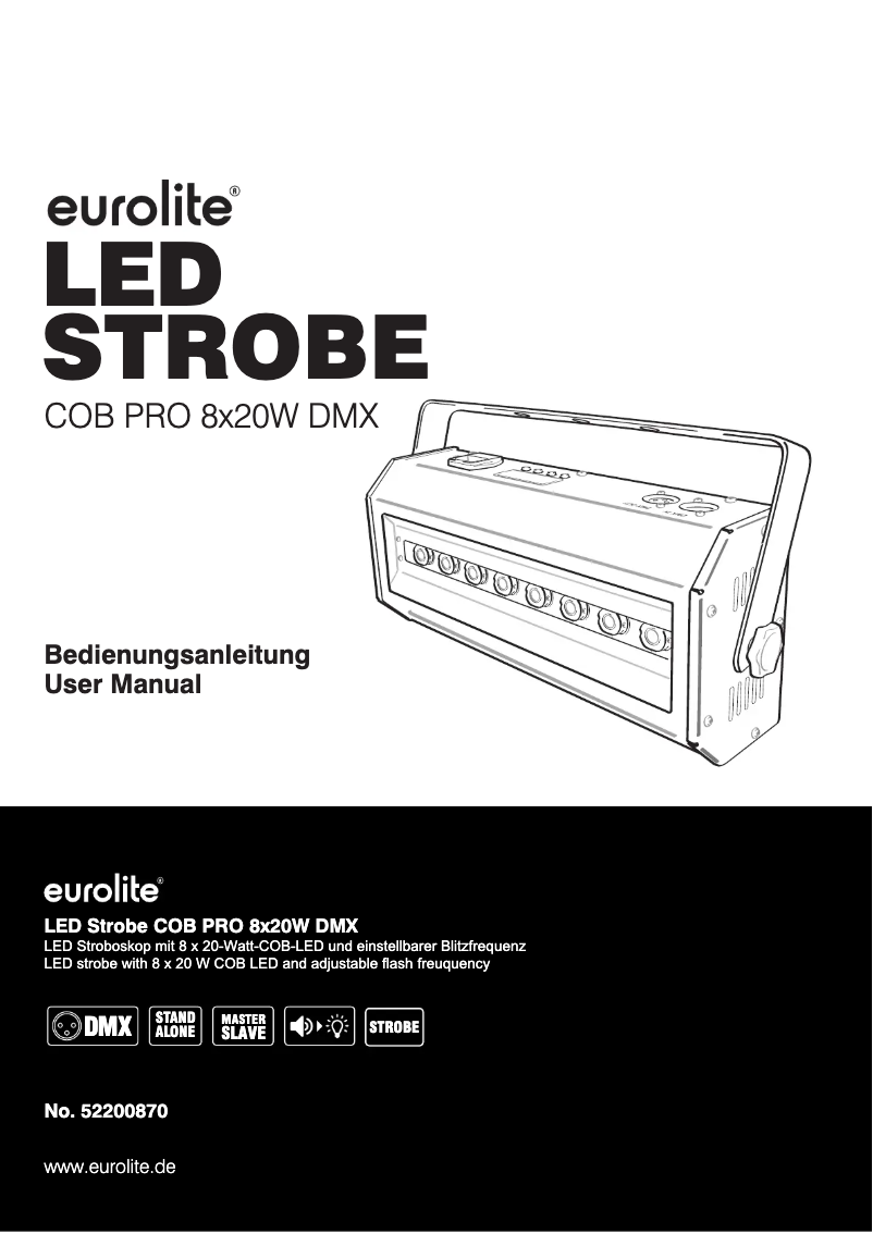 Page n°1 - Manuel utilisateur Eurolite LED Strobe COB PRO 8x20W DMX