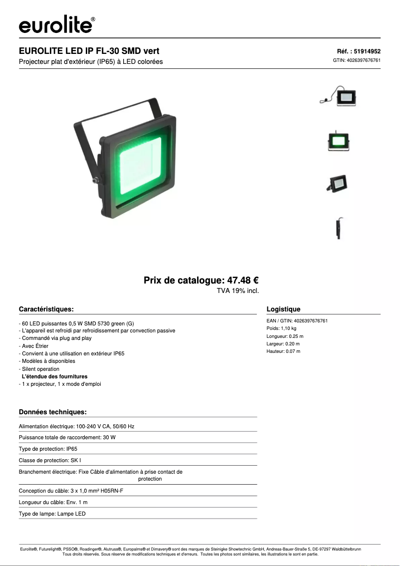 Image de la première page du manuel de l'appareil LED IP FL-30