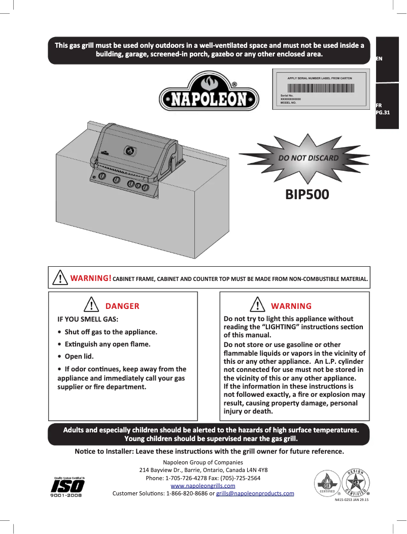 Image de la première page du manuel de l'appareil BIPRO500RBN-2