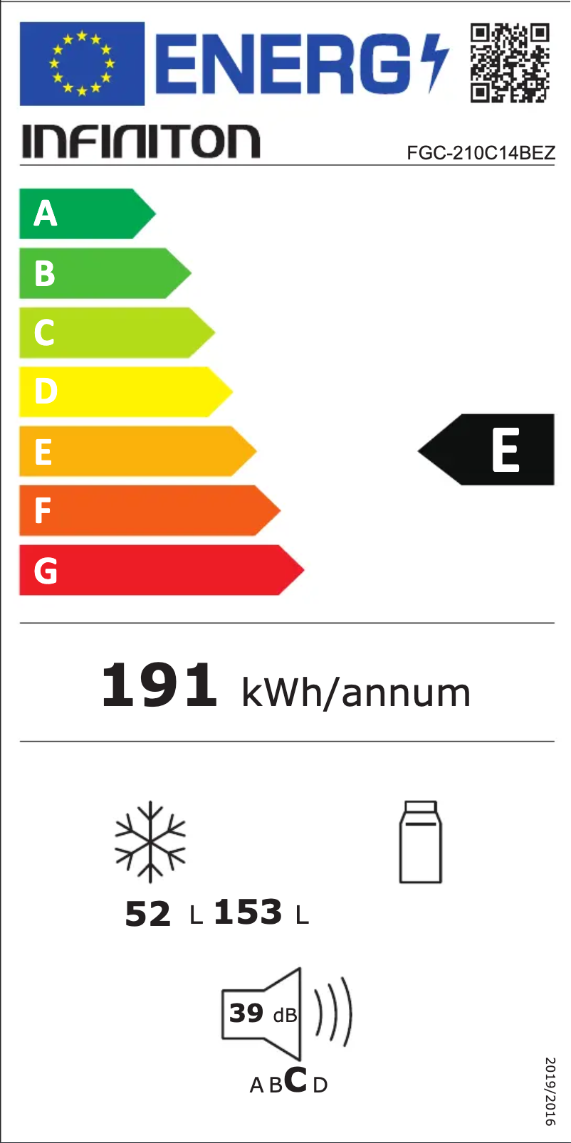 Page n°1 - Label énergétique Infiniton FGC-210C14BEZ