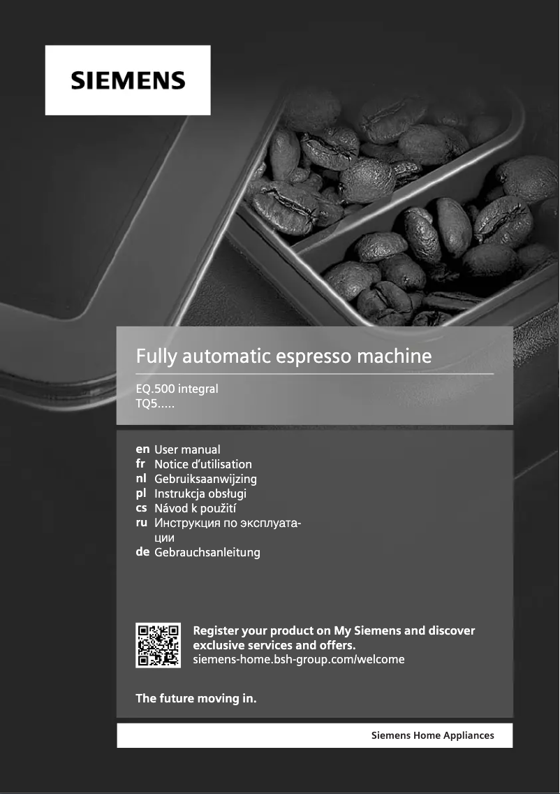 Page 1 de la notice Manuel utilisateur Siemens EQ.500 TQ503R01