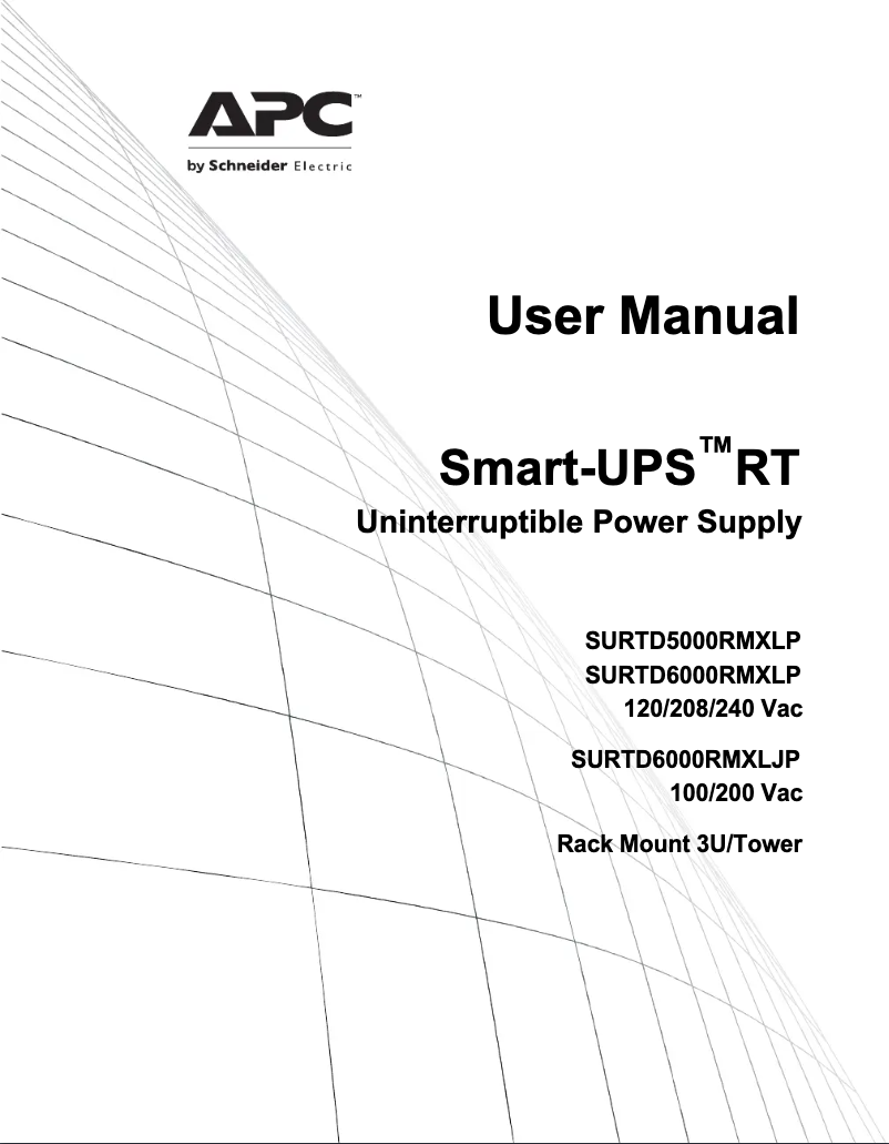 Page n°1 - Manuel utilisateur APC SURT20KRMXLT
