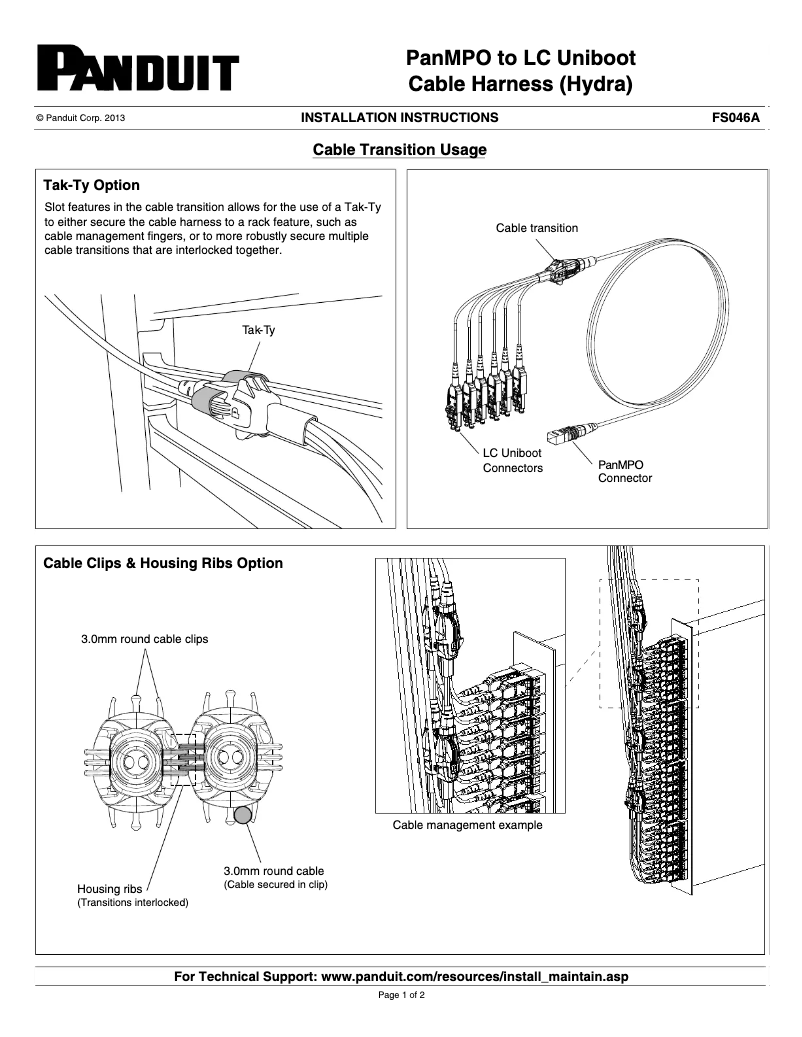 Page n°1 - Manuel utilisateur Panduit FXTHL6NLSSNM014
