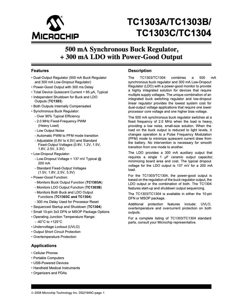 Imagen de la primera página del manual del dispositivo TC1303C