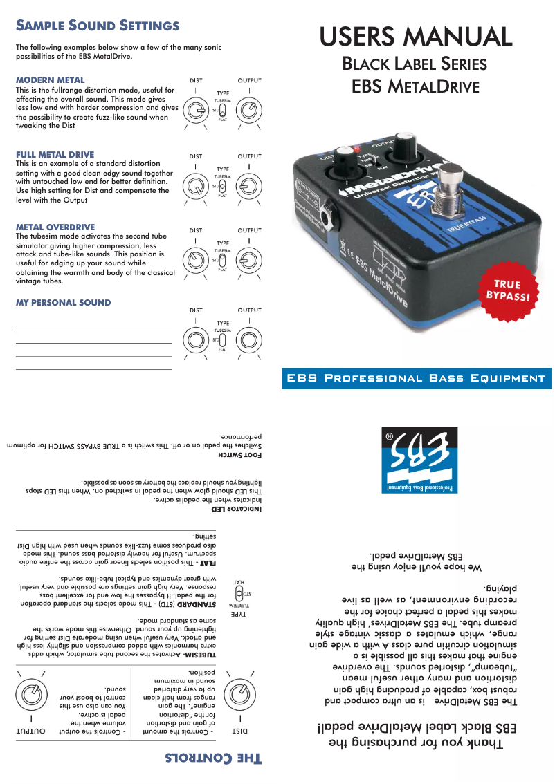 Page n°1 - Manuel utilisateur EBS Metal Drive II